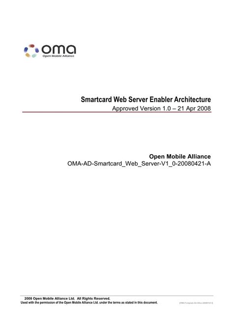 Smartcard Web Server Enabler Architec